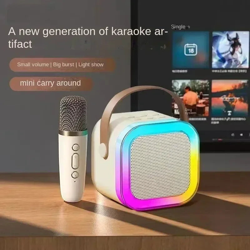 K12 Bluetooth Karaoke Machine Portable 5.3 PA Speaker System with 1-2 Wireless Microphones Home Family Singing Children's Gifts