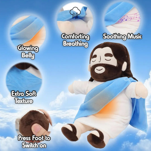 Children Soothing Jesus Plush Toy Breathing Jesus Comforting Stuffed Doll Snuggle Anxiety Relief Calming Rhythm Christmas Gifts