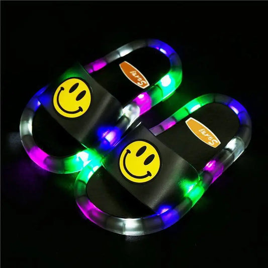 Luminous children's slippers, fashionable crystal shoes, sparkling colored lights, shining cool slippers for both boys and girls